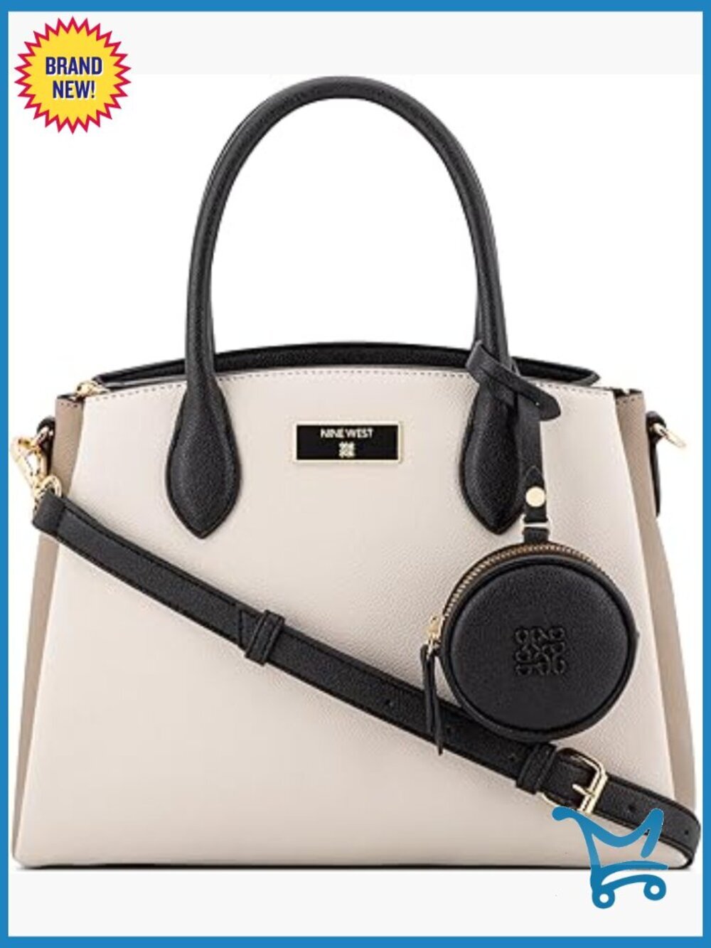 Faux Leather Satchel with Triple Compartments, Adjustable Crossbody Strap